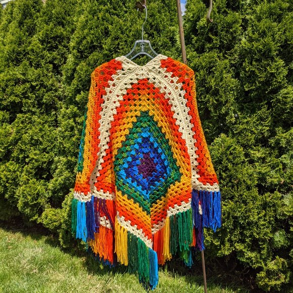 Color Fest Ruana Handmade Crochet by Tribal Bae - Picture 2 of 12